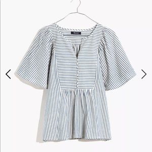 Madewell Courtyard Flutter-Sleeve Top in Stripe